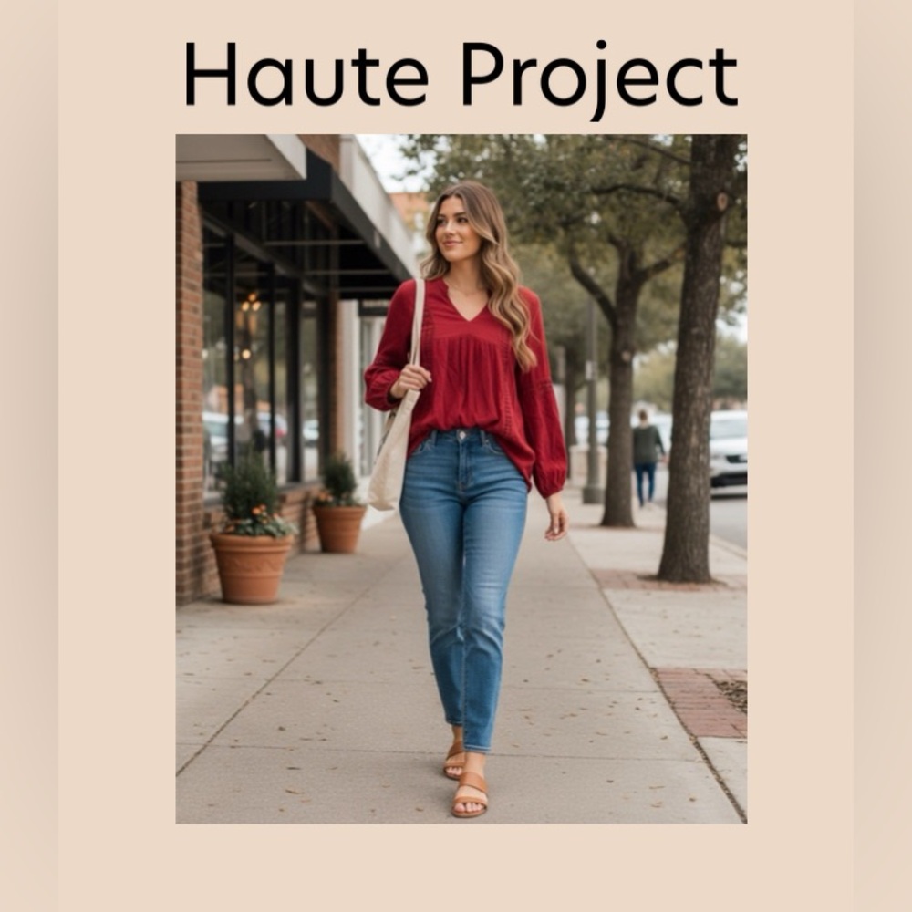 Haute Project Women’s Long Sleeve V-Neck Blouse Size Small